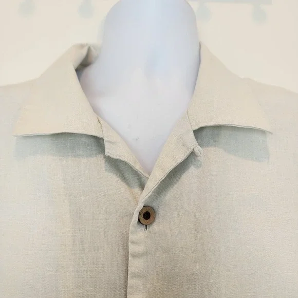 Tommy Bahama‎ Linen Shirt Men XL Embroidered Logo Map Resortwear Cruise Vacation - Picture 7 of 16